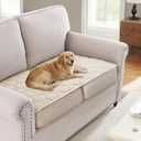 H.VERSAILTEX Couch Cover Chenille Pet Fuzzy Sofa Covers for 2 Cushion Couch Anti Slip Washable Sofa Slipcovers with Strap Soft Couch Protector Cover for Dogs Cats Kids(27.6" x 59", Ivory)