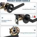 1 Pack Stainless Steel Privacy Door Handle - Keyless Push Button Lock, Matte Black Finish, Reversible Left/Right Hand Lever