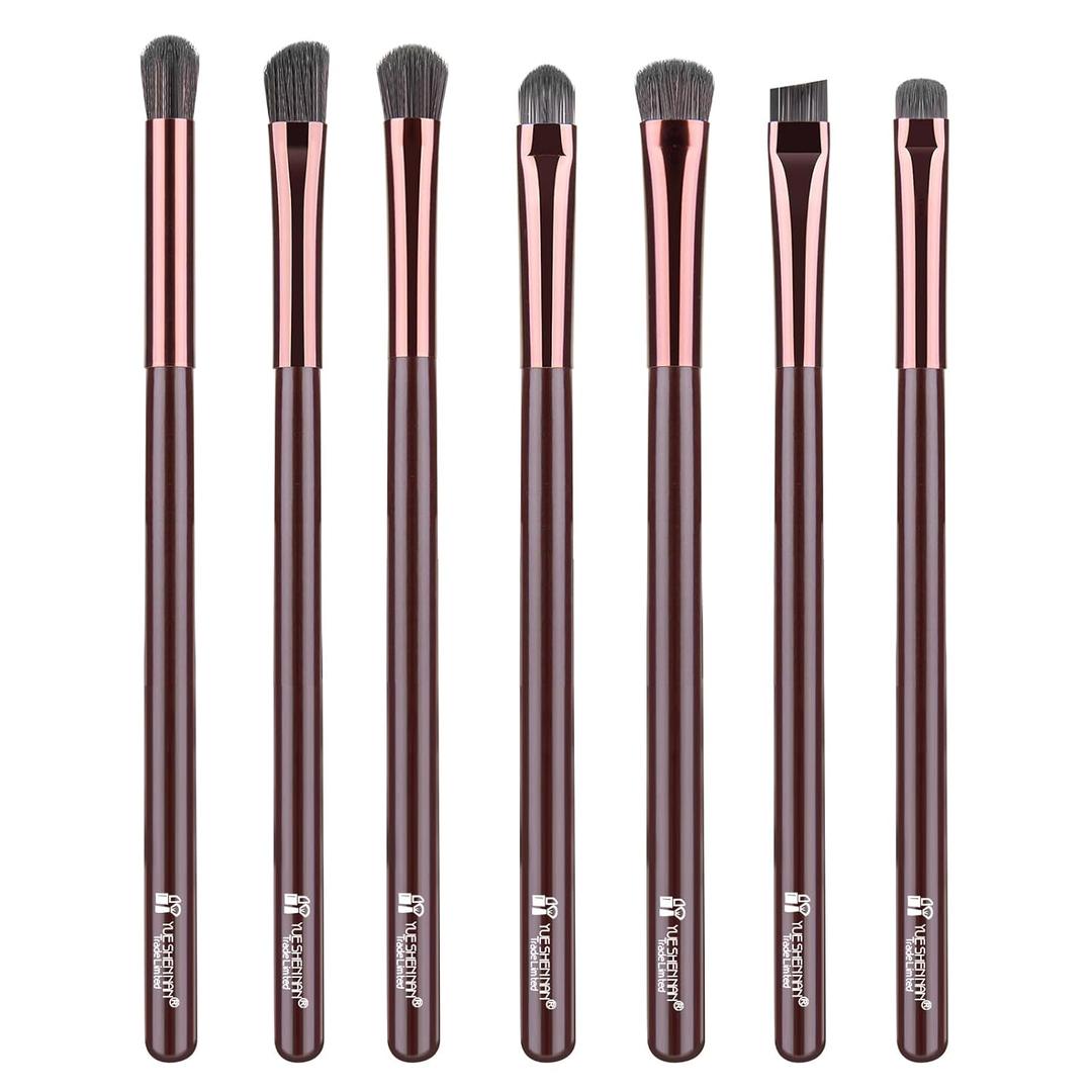 Eye Makeup Brushes Set, Premium 7Pcs Eyeshadow Brush, Professional Eye Brush for shadow lip Angled Eyeliner Eyebrows, Soft Hairs and Wood Handle (Sweet)