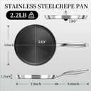 Innerwell Nonstick Crepe Pan 12 inch Stainless Steel Crepe Pan Honeycomb Coating Flat Skillet Tawa Dosa Tortilla Pan,Omelet Pan with All Stove Tops Available, Induction Compatible