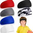 Deekin 6 Pcs Sweatbands for Kids Soccer Headbands Boys for Sports Breathable Sweat Wicking Headband for Kids Athletic Baseball Football Youth 5-15 Years Old (Colorful)