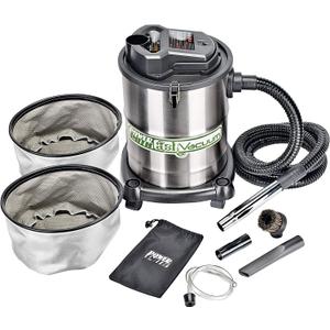 PowerSmith PAVC102 10 Amp 4 Gallon All-In-One Ash and Shop Vacuum/Blower with 10' Hose, Brush Nozzle, Pellet Stove , 16' Power Cord, 1 1/4" Adapter, and 2 Filters, Silver