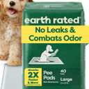 Earth Rated Max Absorbency Puppy Pee Pads for Dogs Absorbs 2X Faster & 2X More, Leak-Proof, Odor Control Potty Training, Unscented, Large, 22 x 23, 40 Count