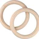 2PCS Gymnastics Rings Birch Wood Gym Rings with Adjustable Straps for Home Gym Training, Workout, Calisthenics, Pull Up, Non-Slip Sweat-Absorbent Exercise (25mm 19cm)