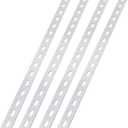 4pcs 16" Flat Straight Brace Brackets 16 Screw Stainless Steel Mending Repair Fixing Plate Joining Plates Connectors Long Slotted Braces for Furniture Table Chair