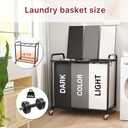 3-Compartment Laundry Cart with Lockable Wheels & Lid 180L Large Wheeled Laundry Basket Heavy-Duty Sorting Organizer for Laundry Room 
