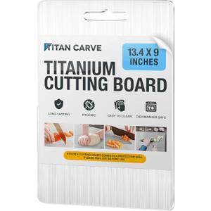 Titan Carve Titanium Cutting Board | Double-Sided Metal Titan Carve Cutting Board for Kitchen Chopping Board Dishwasher Safe, Rustproof & Durable for Meat & Vegetables | 13.4 x 9 Inches