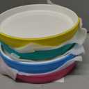 Elk and Friends Kids 7.8 Porcelain White Plates with Silicone Sleeves | Suitable for Babies/Toddlers | Microwave & Dishwasher Safe | Non Slip Dinnerware | Snack Dishes | 4 Pack (Pink/Teal/Blue/Yellow)