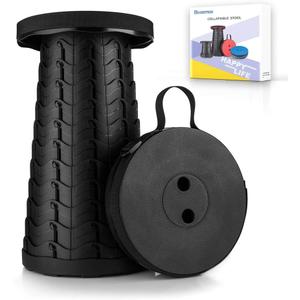 Boreeman Upgraded Folding Stool Lightweight Yet More Sturdy with Load Capacity 400lbs Portable Collapsible Stool for Camping Fishing Hiking BBQ (Black)