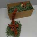 Aneco 6 Pcs 9.8" Small Christmas Norfolk Wreaths Decorations Mini Christmas Kitchen Cabinet Wreaths with Brown Velvet Bow Artificial Hanging Garlands for Door Window Room Farmhouse Xmas Party Decor