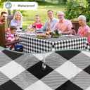 misaya Rectangle Waterproof Vinyl Table Cloth, Buffalo Flannel Backed Tablecloth, Wipeable Plastic Table Cover for Dinner, Kitchen, Outdoor (60" x 84", Black and White)
