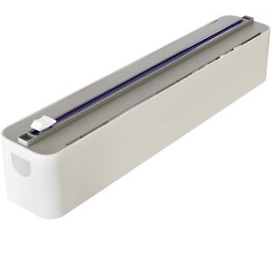 Magnetic Plastic Wrap Dispenser with Cutter - Quasziwa Upgrade Practical Refillable Cling Wrap Aluminum Tin Foil Organizer for Drawer, - Grey