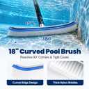 Pool Brush with Pole 8ft, Pool Brush Head for Above Ground, Inground Pools, 18" Cleaning Scrubber Tools for Swimming Pool, Pool Cleaning Kit and Pole, Metal Long Handle, Nylon Bristles
