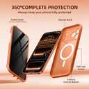 BERFY for iPhone 17 Pro Max Case, Compatible with MagSafe, Built-in Privacy Screen Protector, Camera Protection, Shockproof Full Body Phone Case 6.9", Translucent Cosmic Orange