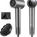 slopehill 110,000 RPM Professional Hair Dryer - 0.8lb Ultra-Lightweight, 2 Billion Ion Technology for 98% Frizz Reduction, AI Smart-Temp Control, Magnetic Attachments for All Hair Types (Dark Grey)