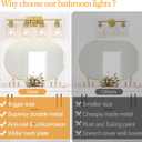 Indoi 4-Light Vanity Lights with Clear Glass Shades, Brushed Gold Bathroom Light Fixtures Over Mirror, Modern Bathroom Wall Lamp for Mirror Living Room Cabinet Bedroom Porch