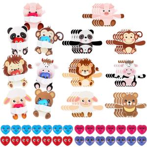28 Pack Huggable Animal Valentine Cards + Heart Squishy Stress Balls - Interactive Valentine Exchange Cards with Slow Rebound Fidget Toys, Perfect Valentine Party Favors & Classroom Prizes