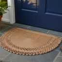 Jute Semi Circle Doormat Half Moon Braided Front Door Mat, Non Shedding & Washable, Non Slip Backing, Waterproof Indoor Outdoor Entryway Rug for Porch, RV, Camper & Boat, 1'11" x 2'10"