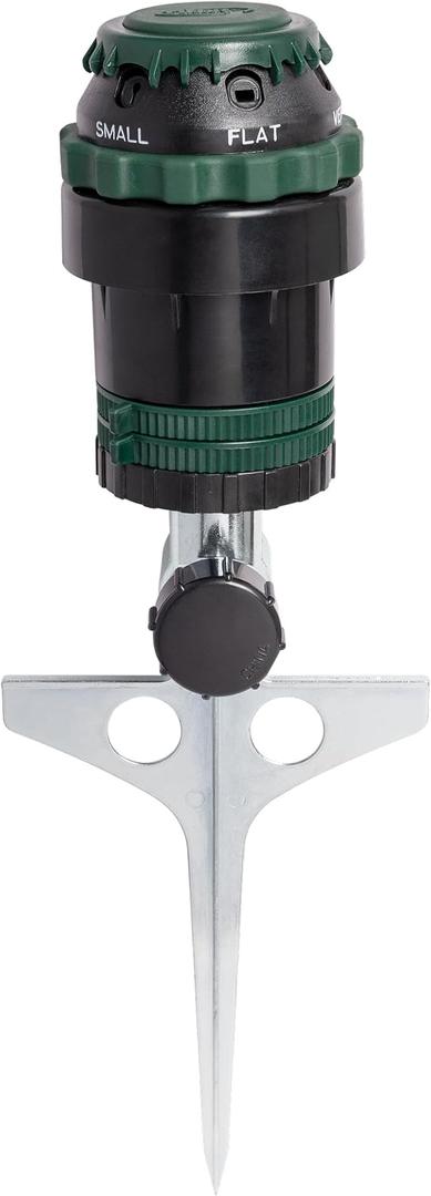 Orbit H2OSix GearDrive Sprinkler on Metal TSpike  Customizable Lawn Watering Coverage  MultiPattern Rotating Head with Adjustable Spray Range  Durable Outdoor Yard Irrigation Sprinkler  58573