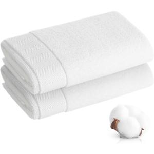 Hand Towel - 100% Cotton White Towels for Bathroom and Gym,Dorm Room Essentials,Soft Hand Towels Set of 2