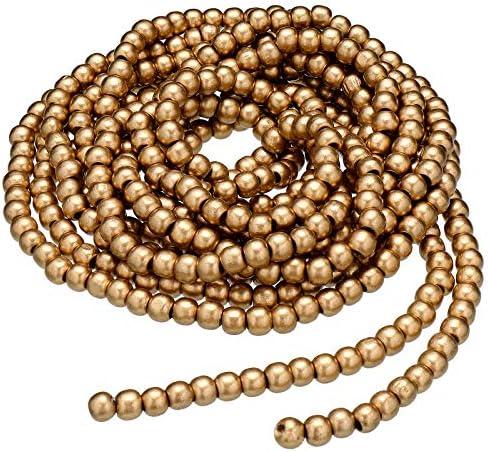 16 Feet Christmas Wood Bead Garland Wooden Bead Garland for Christmas Tree Holiday Decoration (Gold)