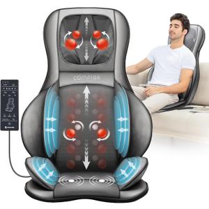 COMFIER Back Massager for Pain Relief Deep Tissue, Shiatsu Neck and Back Massager with Heat, Rolling & Compression Massage Chair Pad for Office Chair, Full Body Massage Chair Gift for Mom Dad (Gray)