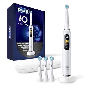 Oral-B iO Series 9 Electric Toothbrush with 3 Replacement Brush Heads, White Alabaster