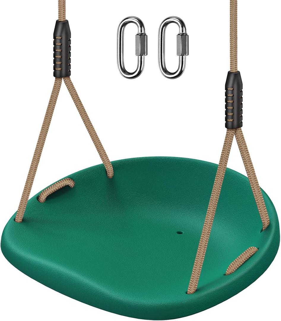 SELEWARE Heavy Duty Swing Seat for Adults Kids Tree Swing with Weather Proof Ropes Swing Set Accessories for Backyard Patio Garden Playground, Height Adjustable Green