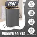 Hampers for Laundry Basket with Lid, 160L Extra Large 3 Section Clothes Divided Organizer for Bedroom, Laundry Room, Dirty Clothes Hamper, Grey