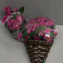 HyeFlora Artificial Fake Hanging Flowers Plants Baskets for Outdoor Outside Decoration, Faux Silk UV Resistant Realistic Fuchsia Morning Glory Planter for Home Porch Patio Balcony Garden Yard