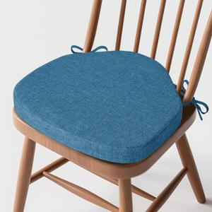 Windsor Chair Cushions for Dining Chairs 1 Pack Non Slip Kitchen Seat Cushion with Ties and Washable Covers Indoor Comfortable Seat Pad with Thick Foam 16.5" x 15.5" x 2" Blue