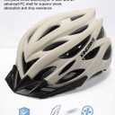KINGBIKE Bike Helmet with USB Rechargeable Light & Replacement Pads & Visor, Cream, L(57-60CM)