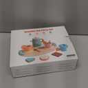 Tea Party Set for Little Girls, Wooden Kids Tea Set with Teapot Cups Coasters Carrying Dessert, Picnic Outdoor Toys Pretend Play Kitchen Accessories for 3 4 5 Years Old