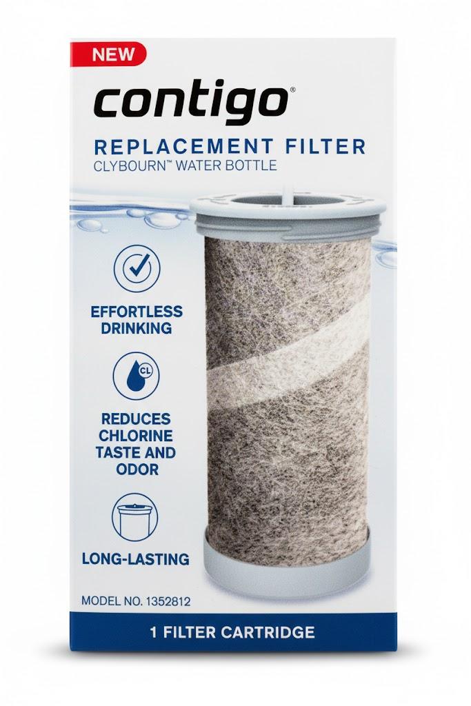 Contigo Replacement Filter for Clybourn FreeFlow Filter Water Bottle with AUTOSEAL Lid, 3 Pack