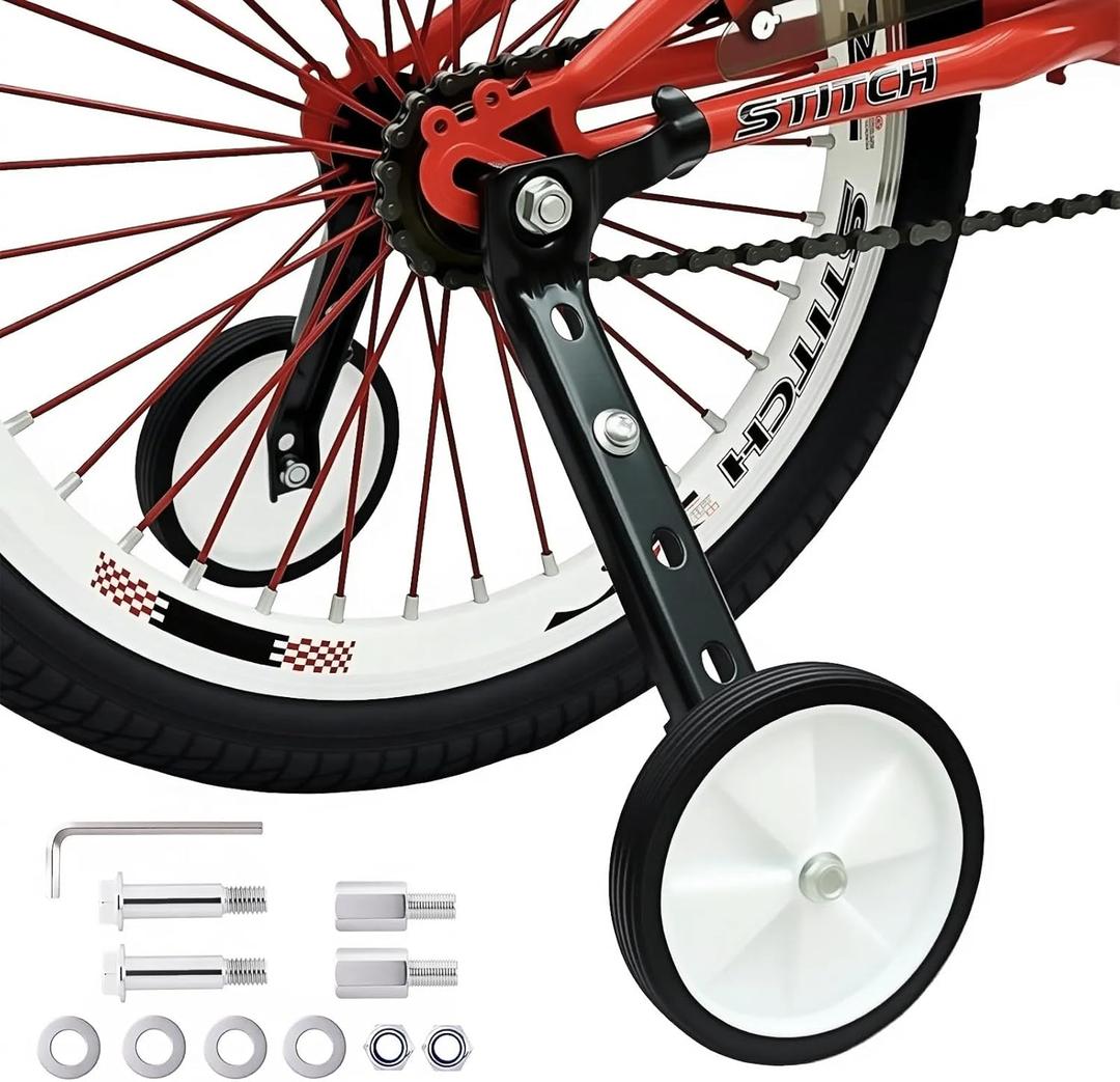 Little World Bicycle Training Wheels, Variable Speed Bike Training Wheels Bicycle Stabilizers Mounted Kit for Kids Variable Bike of 18 20 22 Inch, 1 Pair (Black)