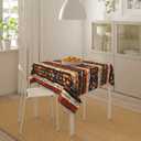 Colorful Tribal Square Table Cloth - Boho Tablecloth Ethnic Stripes Lines Native Art Table Cover for Party Picnic Kitchen Dining Decor (54" x 54" (Square))