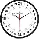 Lafocuse 12 Inch Silent Black 24 Hour Wall Clocks Battery Operated, Analog Military Time Wall Clock for Living Room Decor, Reloj de Pared Modern Decorative Kitchen Wall Clock for Bedroom Home Office