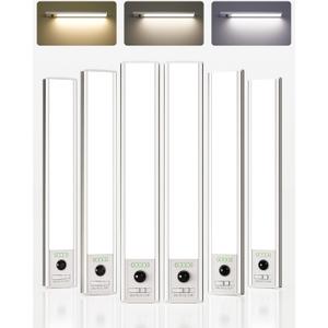 EZVALO 12-inch Under Cabinet Lighting Wireless with Battery Indicator, 2500mAh Rechargeable Motion Sensor Light Indoor, 96 LED Under Counter Lights for Kitchen Closet, 3 Color Temps, Dimmable, 6 Pack