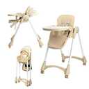 JOYMOR Foldable Baby High Chair, 4 in 1 Convertible Highchair for Eating, Height Adjustble and Multiple Recline, Compact Foldable Design for Easy Storage (Beige)