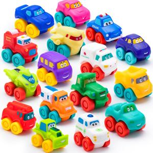 JOYIN Cartoon Cars, Soft Rubber Toy Car Set, Mini Vehicles, Bath Toy Car for Toddlers, Christmas Great Gift for Boys and Girls, Summer Beach and Pool Activity, Party Favors for Kids, Easter Basket