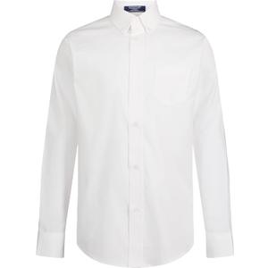 IZOD Boys' Long Sleeve Solid Button-Down Collared Oxford Shirt with Chest Pocket (18-20 Husky, Classic White)
