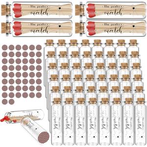 50 Pcs Empty Matches Jars with 50 Round Striker Stickers 20ml Small Glass Bottles with Cork Mini Clear Glass Jar Matches Bottles for Wedding Favors, DIY Spell Jars, Party Gifts, Match Storage