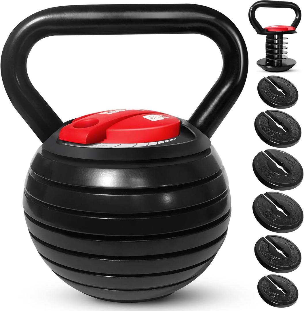 Yes4All Adjustable Kettlebell, Kettle Grip, Kettlebell Handle, Convert to Kettlebells Weight Set (Black 40lb)
