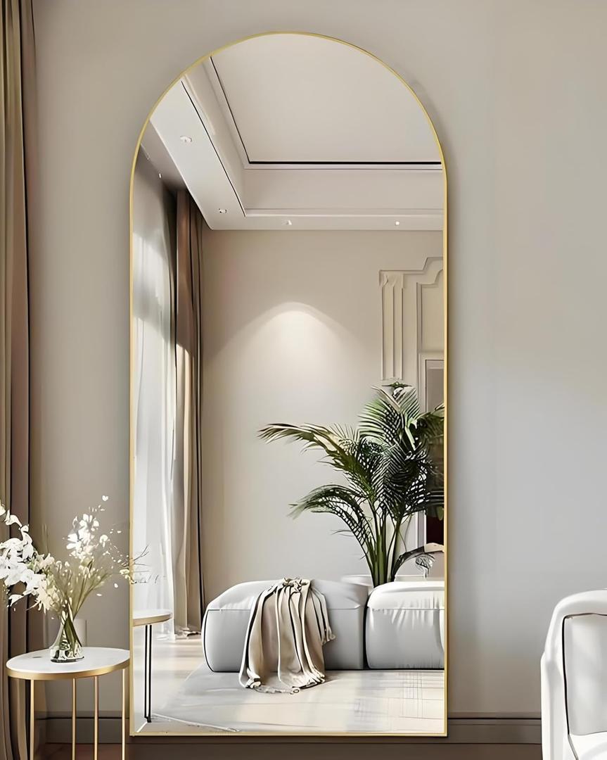 71"x32"Floor Mirror Full Length,Arched Full Length Mirror with Stand,Full Body Mirror,Hanging or Large Leaning for Bedroom Living Room Gold