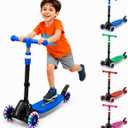 Kids Kick Scooter, Kick Scooter for Kids 2-7 Age, Light up 3 Wheels Kick Scooter, Heavy Duty Folding Lean-to-Steer Scooters with 3 Adjustable Handlebar for Boys Girls Blue3 Wheel Kids Kick Scooter for Ages 312, LeantoSteer, LightUp Wheels, 3Level Adjustable Handlebar 27.5”33”, Wide NonSlip Deck, Dual Rear Brake,Travel Foldable, for Boys & Girls Toy Gifts,Blue