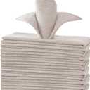 H.VERSAILTEX Linen Textured Cloth Napkins Set of 12 (18" X 18") Linen Textured Dinner Napkins Waterproof Extra Soft Thick Durable Reusable Napkins with Hemmed Edges, Heather Sand
