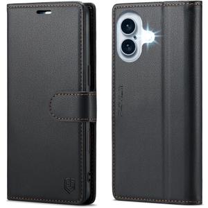 Wallet Case for iPhone 16 Plus, RFID Blocking Credit Card Holder, PU Leather Folio Flip Kickstand Protective Shockproof Cover for Apple 16Plus (Black, for iPhone 16 Plus - 6.7'')