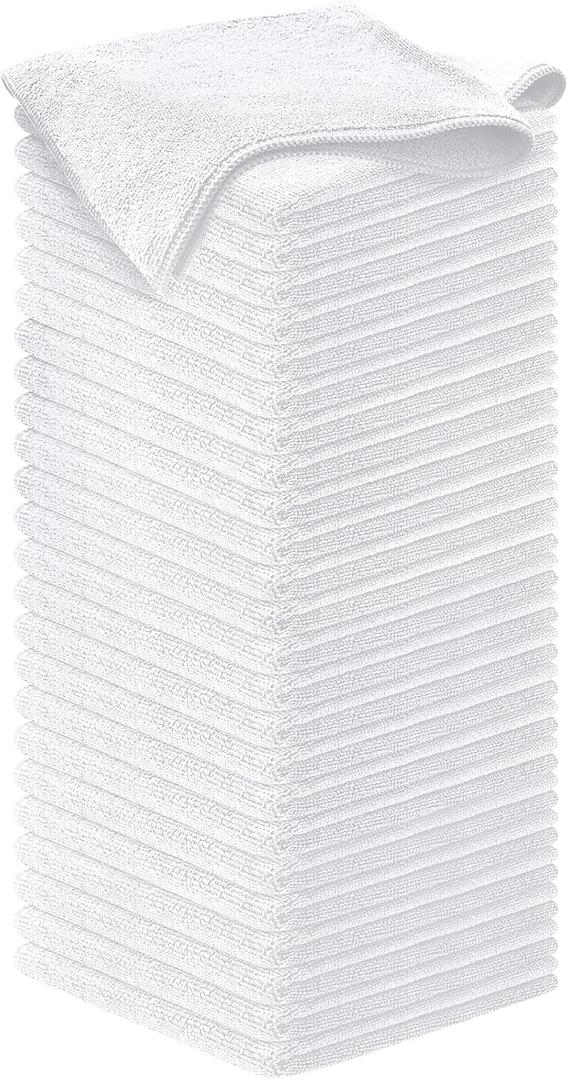 USANOOKS Microfiber Cleaning Cloth - White - 50Pcs (12.5x12.5 inch) High Performance - 1200 Washes, Ultra Absorbent Car Towel Traps Grime & Liquid for Streak-Free Mirror Shine - Car Washing Cloth, White