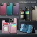 Compatible with iPhone 15 Wallet Case with Card Holder RFID Blocking for Women Men, Double Magnetic Clasp Kickstand Shockproof Phone Case Fit for iPhone 15, Black