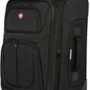 SwissGear Sion Softside Expandable Spinner Luggage Durable Lightweight Travel Suitcase, Black, Carry-On